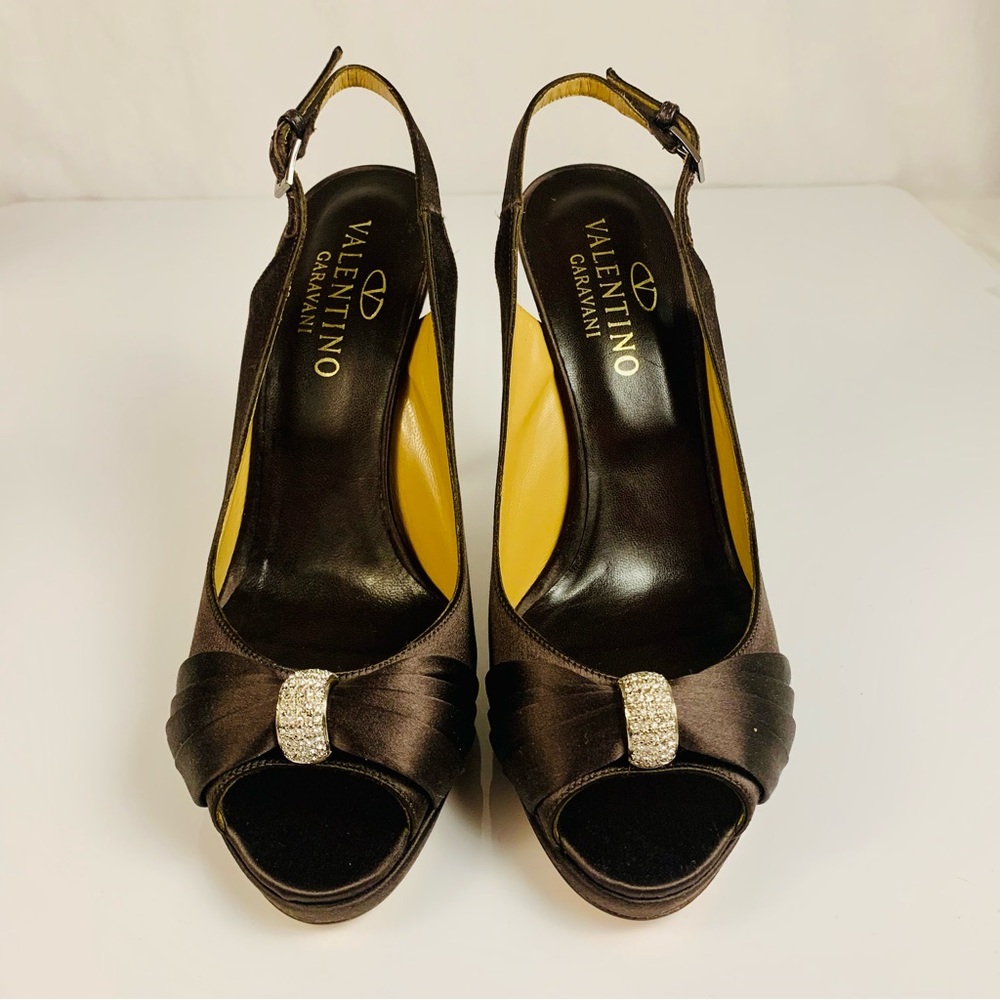 Valentino Slingback Brown Pumps Size 38.5 - Picture 2 of 10